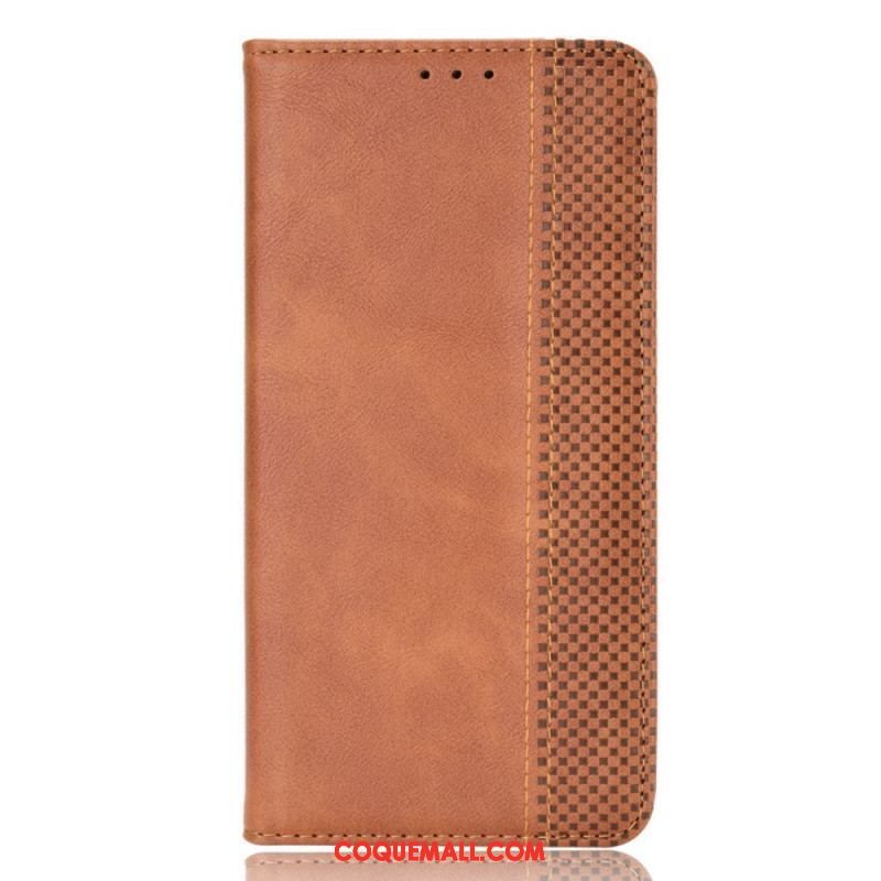 Flip Cover Moto E40 / E30 / E20 Effet Cuir Vintage Stylisé