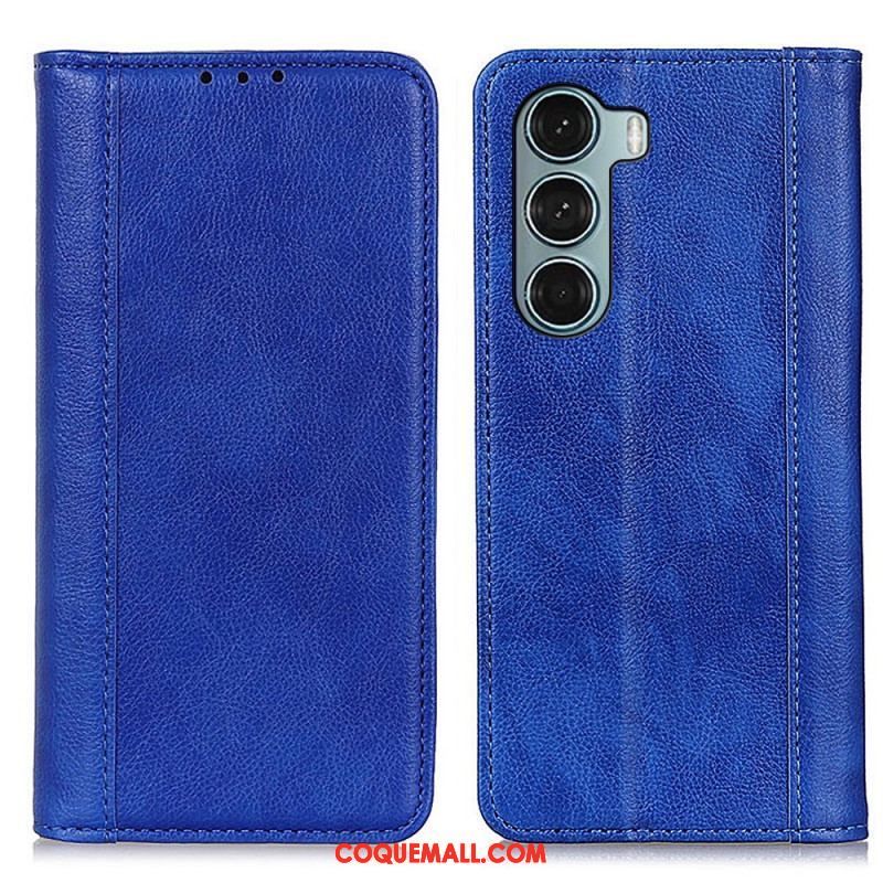 Flip Cover Moto G200 5G Version Cuir Litchi Fendu