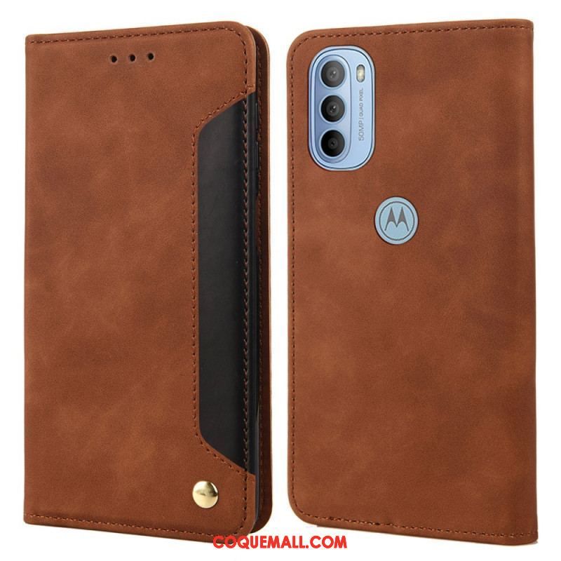 Flip Cover Moto G51 5G Effet Cuir Business Bicolore