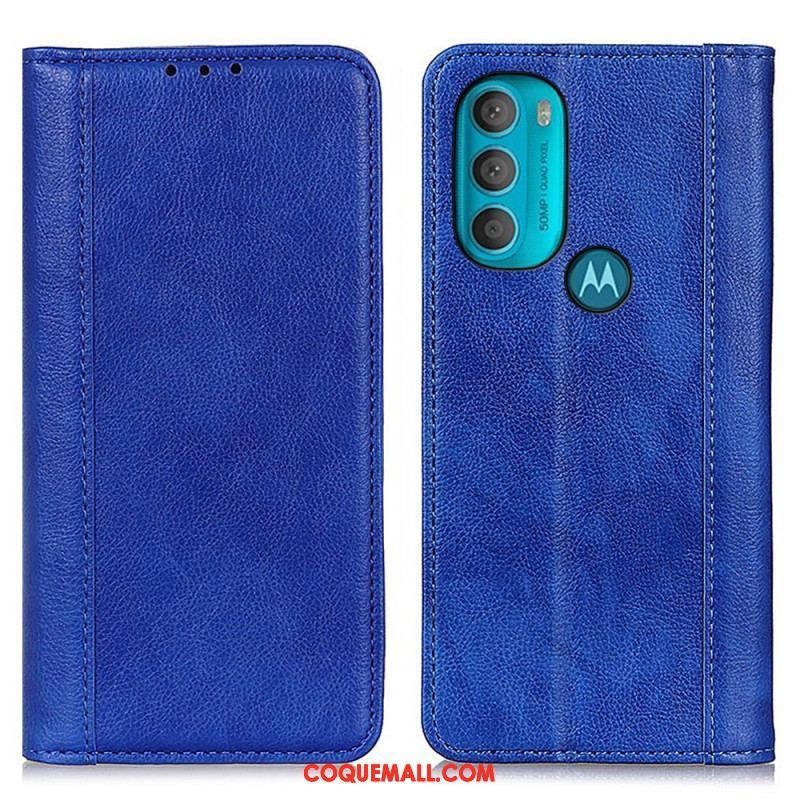 Flip Cover Moto G71 5G Cuir Litchi Fendu Élégance