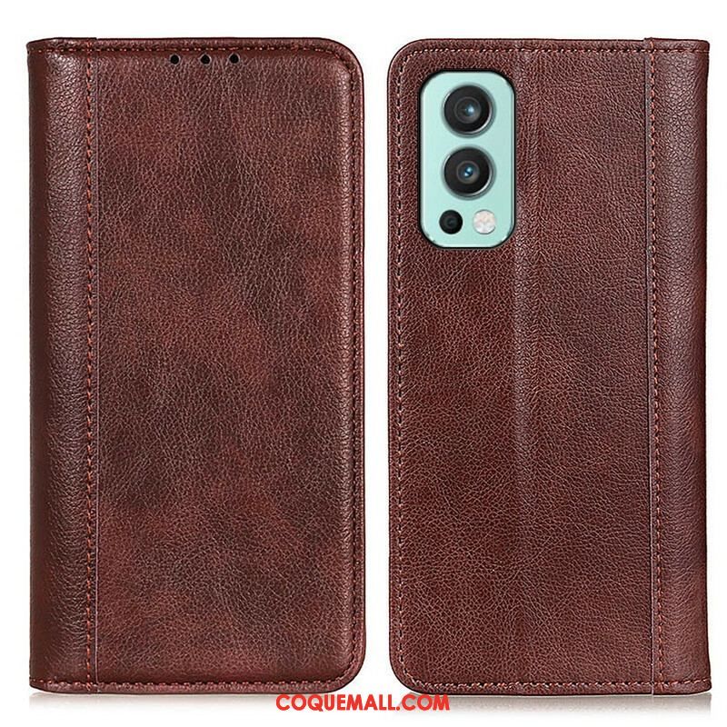 Flip Cover OnePlus Nord 2 5G Version Cuir Litchi Fendu