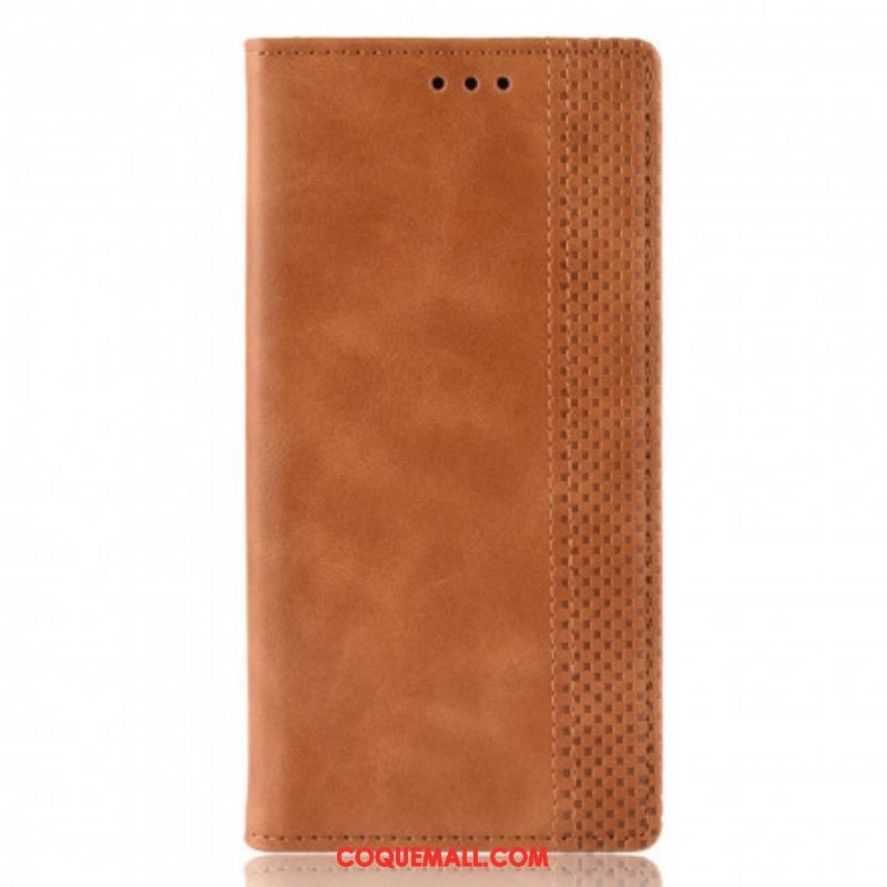 Flip Cover Oppo A15 Effet Cuir Vintage Stylisé