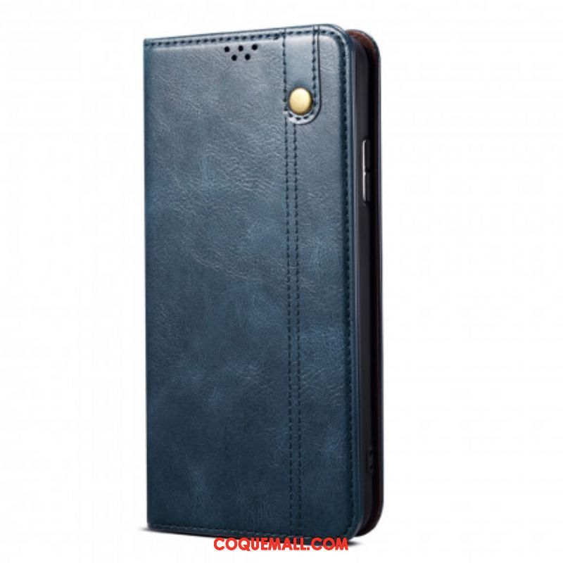 Flip Cover Oppo Reno 6 5G Simili Cuir Ciré