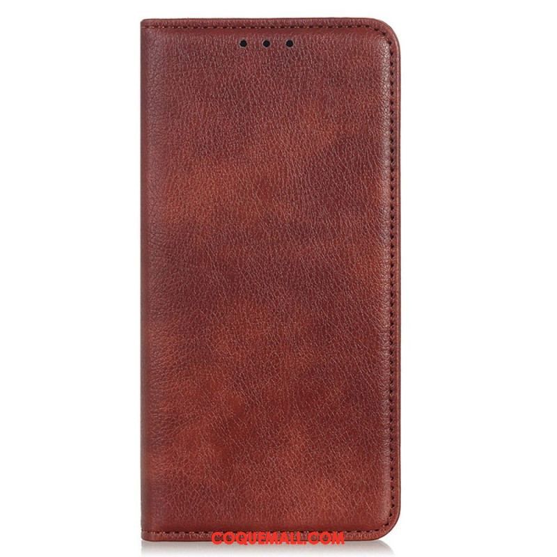 Flip Cover Samsung Galaxy M13 Cuir Fendu Litchi