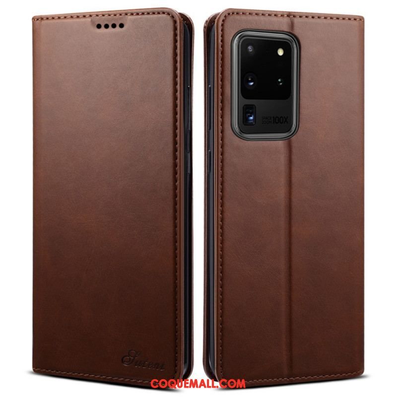 Flip Cover Samsung Galaxy S20 Ultra SUTENI Effet Cuir