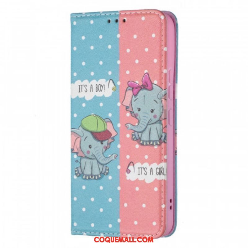 Flip Cover Samsung Galaxy S22 5G Bébés Éléphants