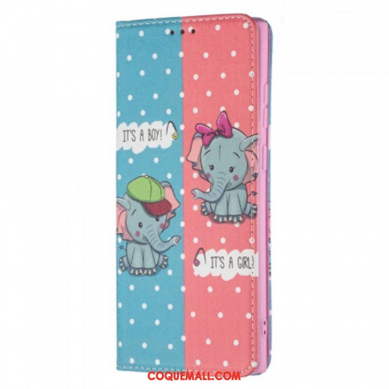 Flip Cover Samsung Galaxy S22 Ultra 5G Bébés Éléphants