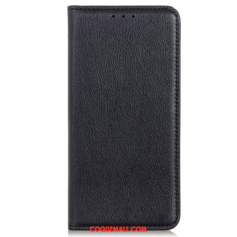 Flip Cover Samsung Galaxy S22 Ultra 5G Cuir Litchi Fendu Élégance