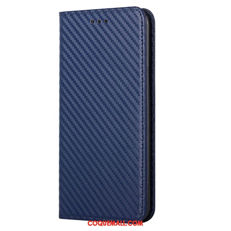 Flip Cover Samsung Galaxy S23 Plus 5G Style Fibre Carbone à Lanière