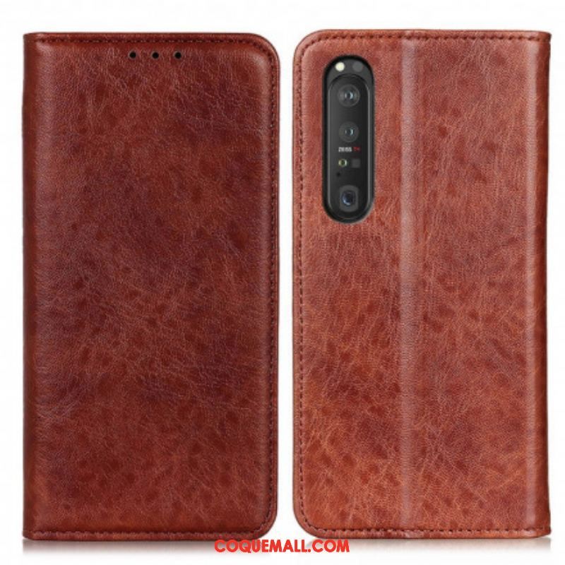 Flip Cover Sony Xperia 1 III Cuir Fendu Texturé