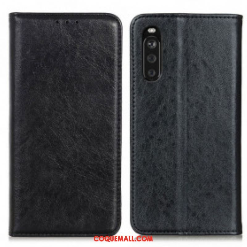 Flip Cover Sony Xperia 10 III Cuir Fendu Texturé