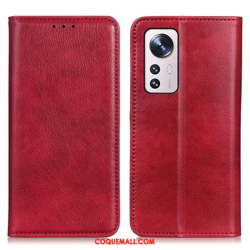 Flip Cover  Xiaomi 12 / 12X Cuir Litchi Fendu Texture