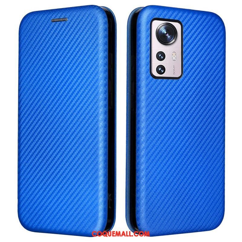 Flip Cover Xiaomi 12 Pro Silicone Carbone Coloré