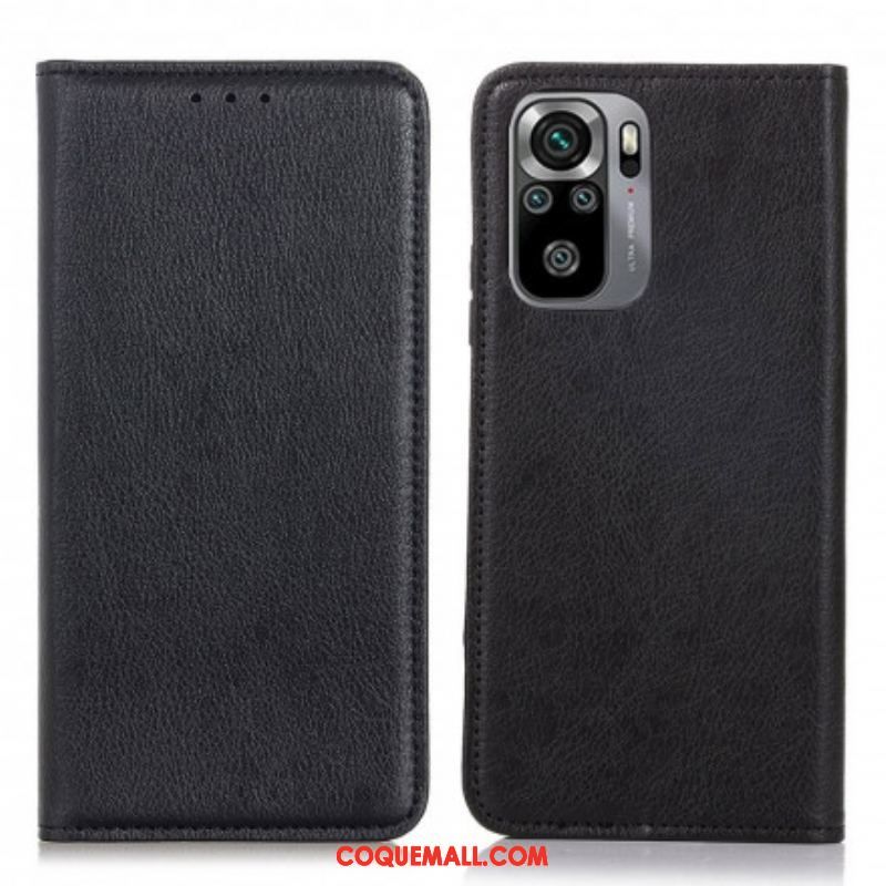 Flip Cover Xiaomi Redmi Note 10/10S/Poco M5s Cuir Fendu Litchi