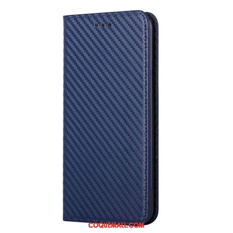 Flip Cover Xiaomi Redmi Note 10 Pro Fibre Carbone à Lanière