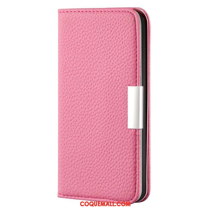 Flip Cover iPhone 13 Mini Simili Cuir Litchi Ultra Chic