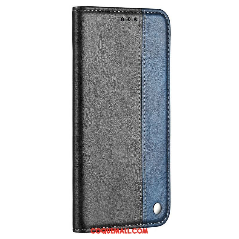 Flip Cover iPhone 13 Pro Bicolore Effet Cuir