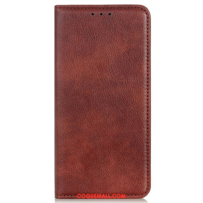 Flip Cover iPhone 13 Pro Cuir Litchi Fendu