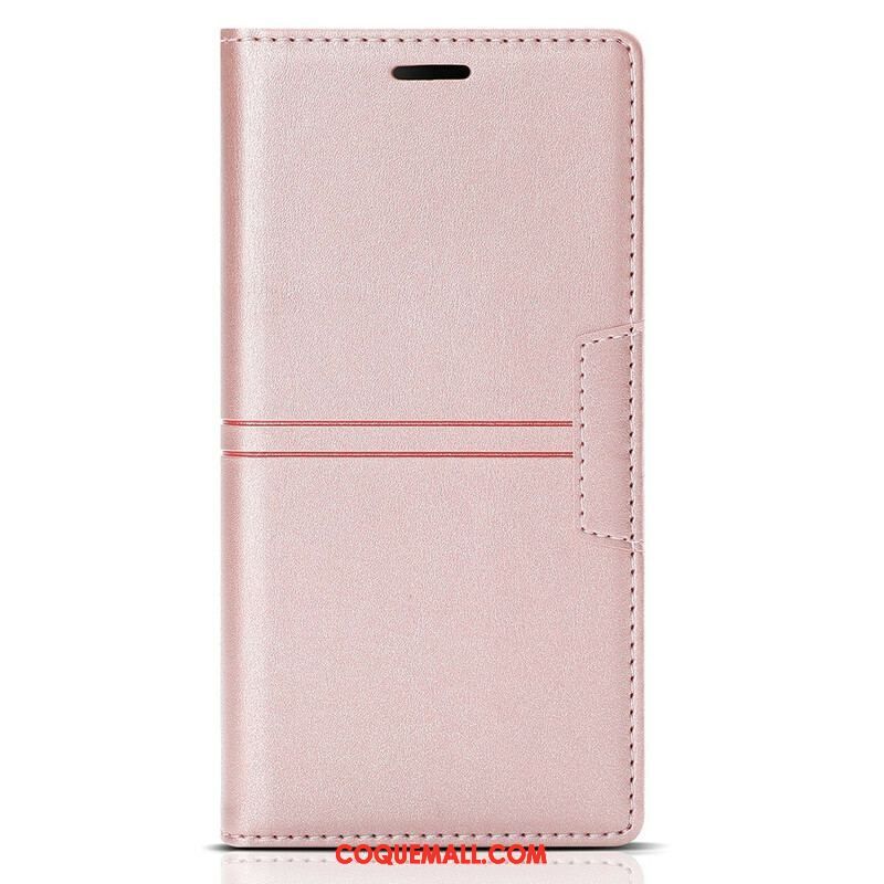 Flip Cover iPhone 13 Pro Max Style Cuir Couture Fermoir Magnétique