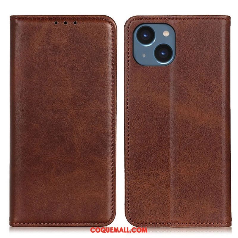 Flip Cover iPhone 14 Plus Cuir Fendu Mat