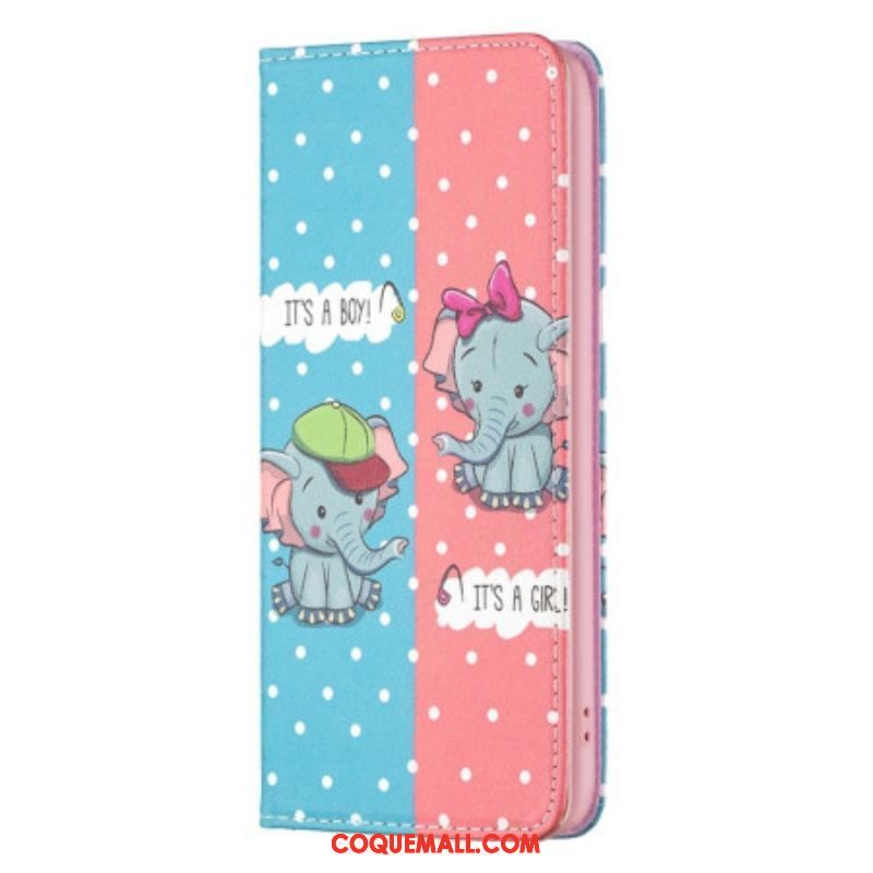 Flip Cover iPhone 14 Pro Max Bébés Éléphants