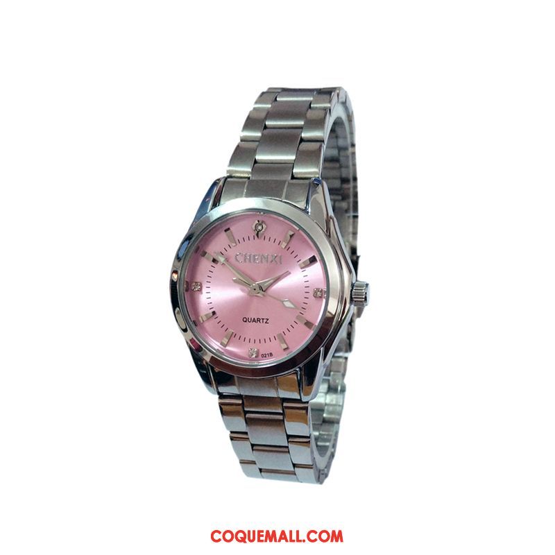 Gant Femme Rose Montre À Quartz Tempérament, Gant Rond Étanche