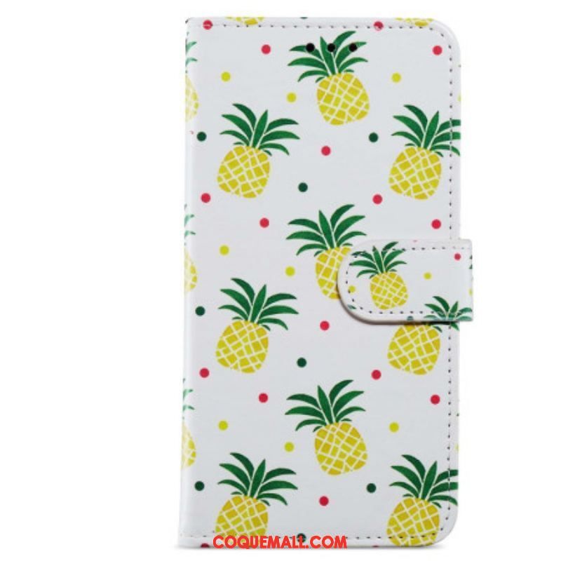 Housse Moto G73 5G Ananas à Lanière