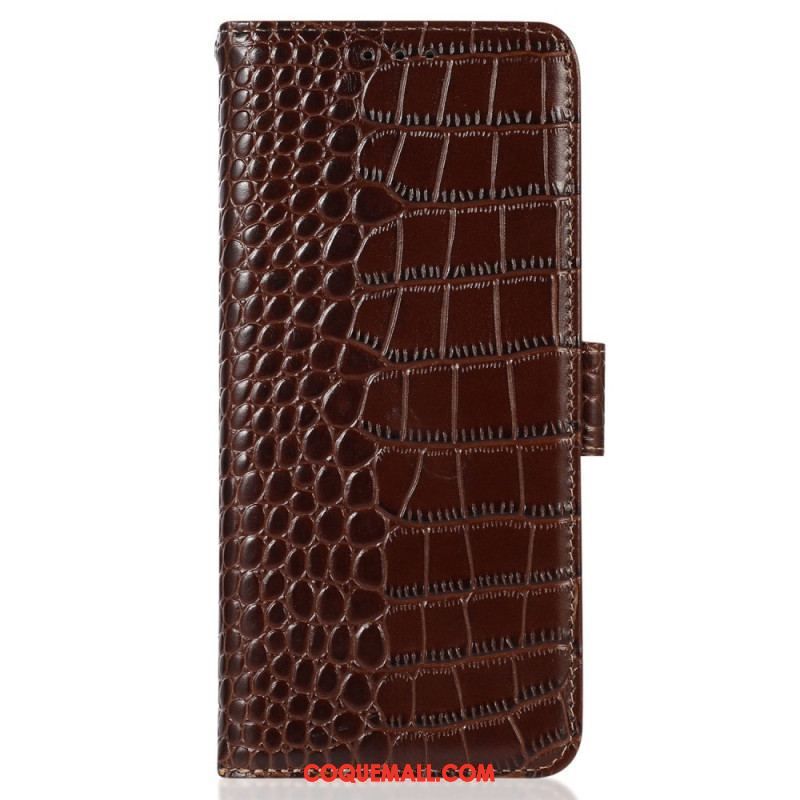 Housse Moto G73 5G Style Crocodile RFID