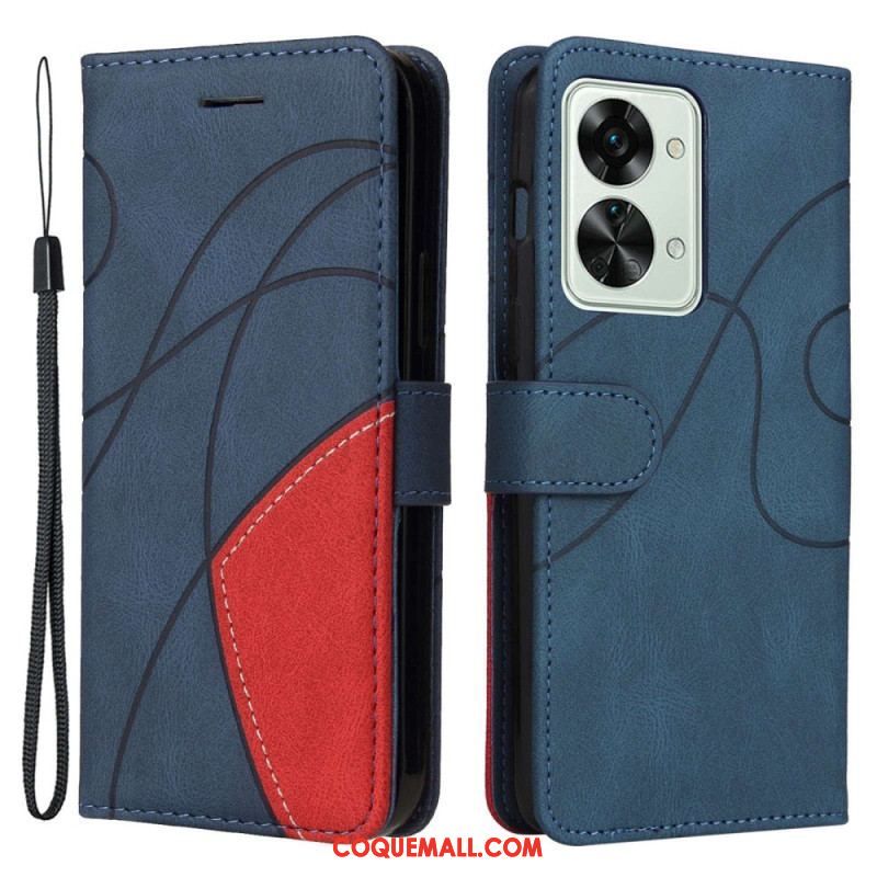 Housse OnePlus Nord 2T 5G Bicolore KT Leather Series avec Porte-Cartes à  Lanière