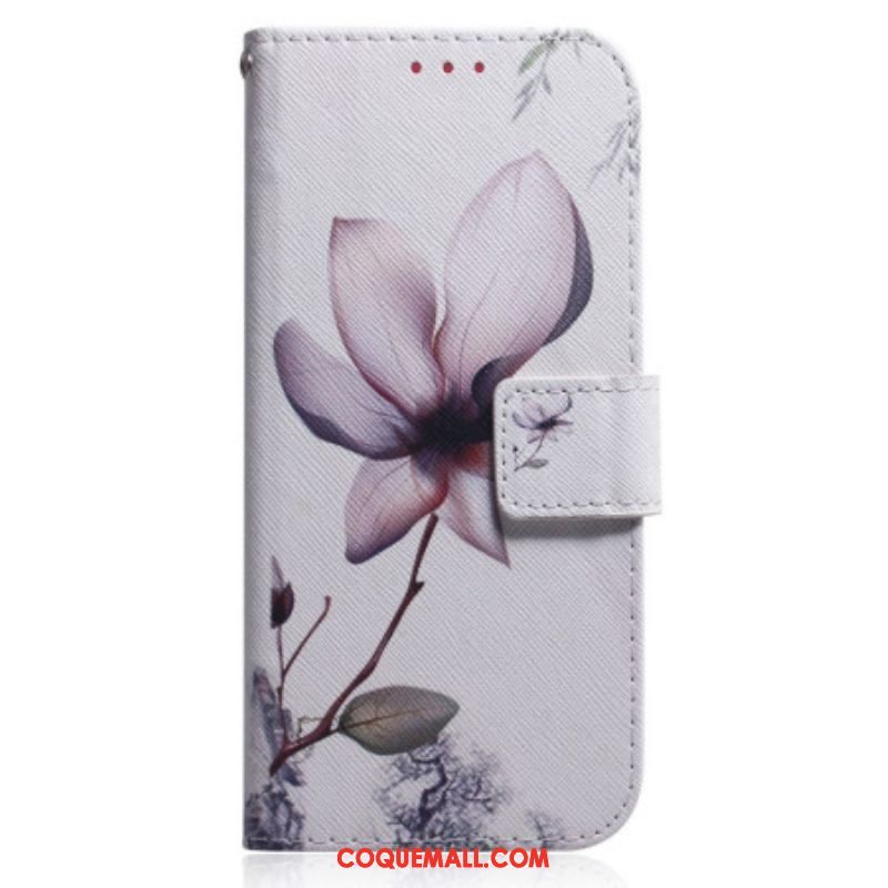 Housse OnePlus Nord 2T 5G Fleur Rose à Lanière