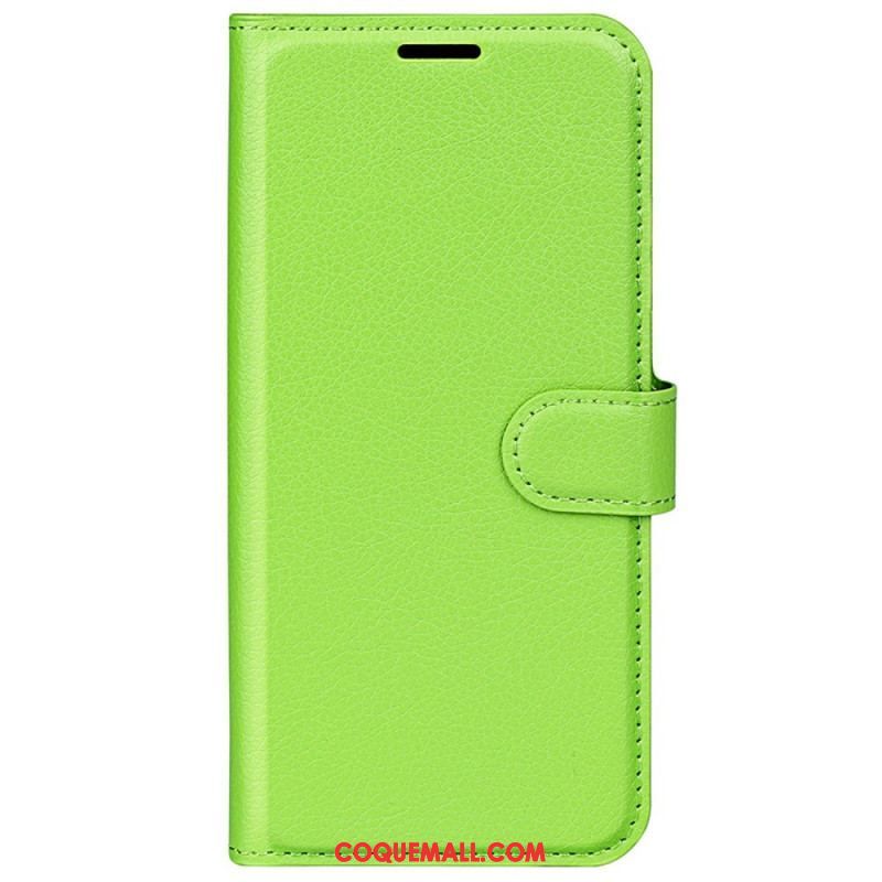 Housse OnePlus Nord 2T 5G Simili Cuir Litchi Classique