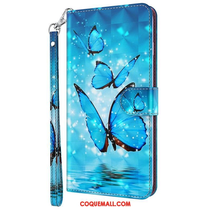 Housse Oppo A54 5G / A74 5G Papillons à Lanière