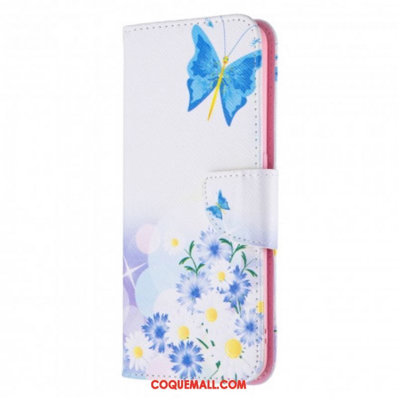 Housse Oppo A94 5G Papillons et Fleurs Peints