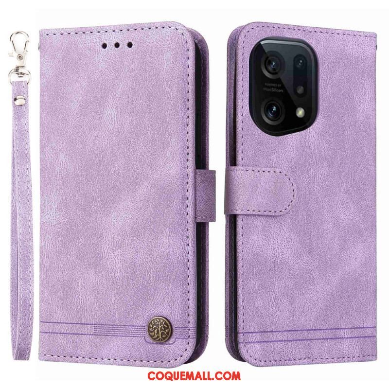 Housse Oppo Find X5 Style Cuir avec Rivet Décoratif