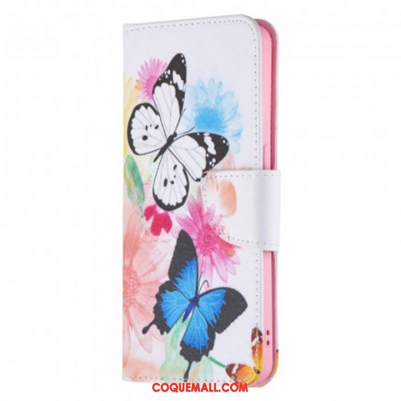 Housse Oppo Reno 6 5G Papillons et Fleurs Peints