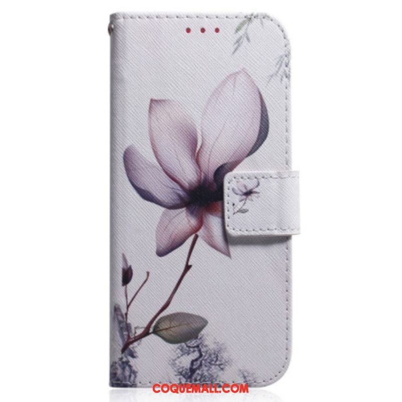 Housse Oppo Reno 8 Fleur Vintage à Lanière