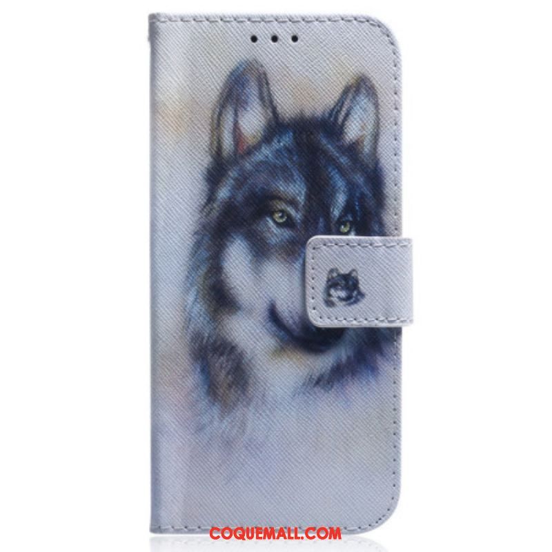 Housse Oppo Reno 8 Lite Loup Aquarelle