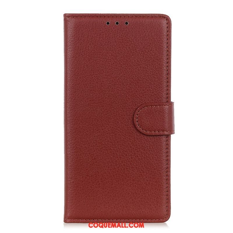 Housse Oppo Reno 8 Lite Style Cuir Litchi Traditionnel