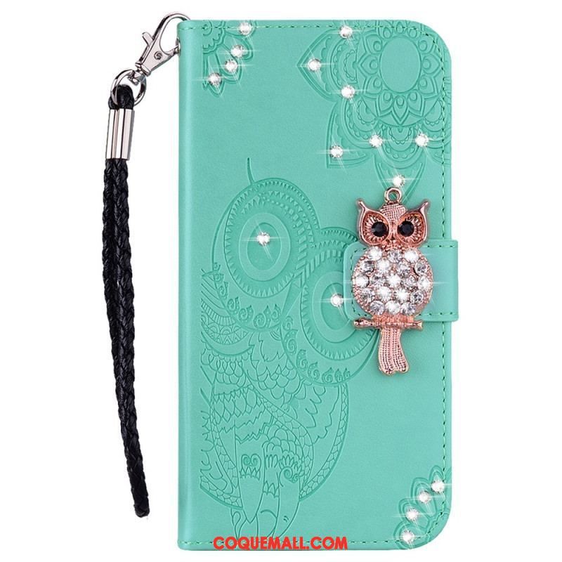 Housse Samsung Galaxy A13 5G / A04s Hibou Mandala et Breloque