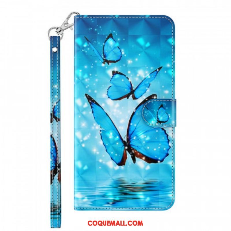 Housse Samsung Galaxy A13 5G / A04s Papillons Bleus Volants