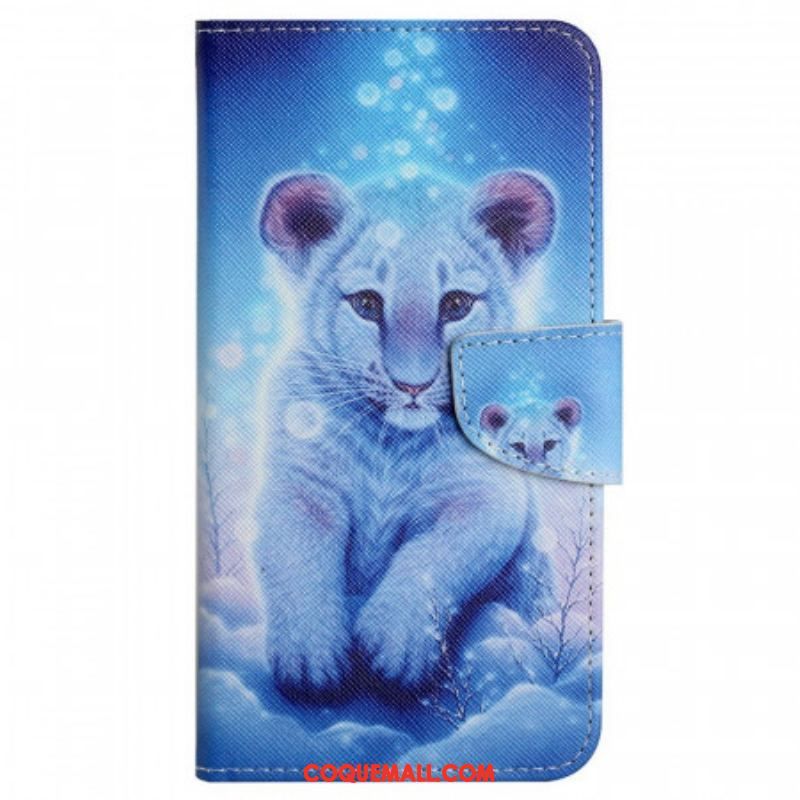 Housse Samsung Galaxy A13 Tigre Blanc avec Lanière