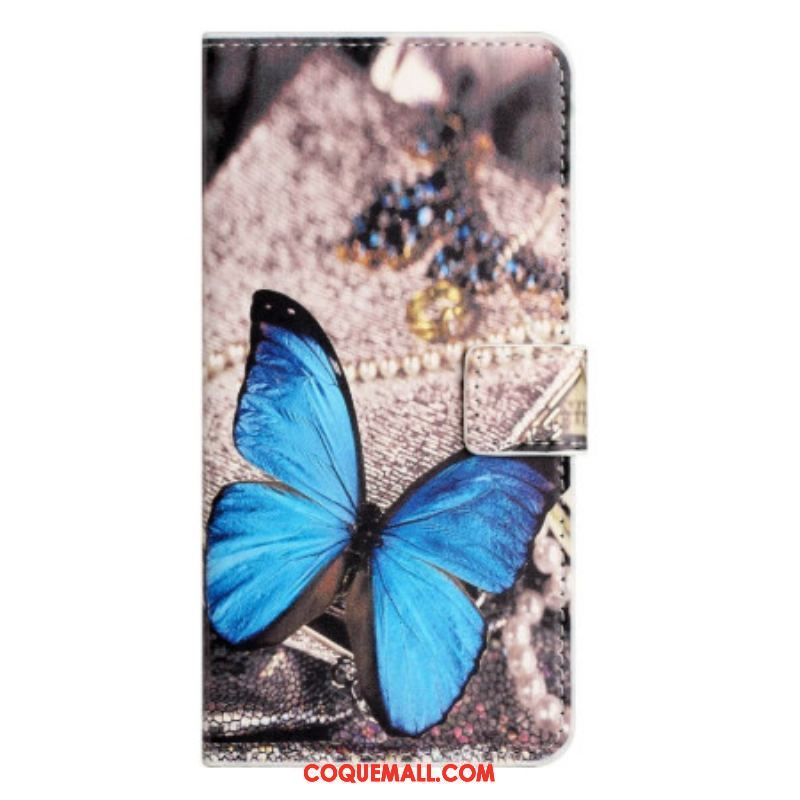 Housse Samsung Galaxy A14 5G / A14 Papillon Bleu