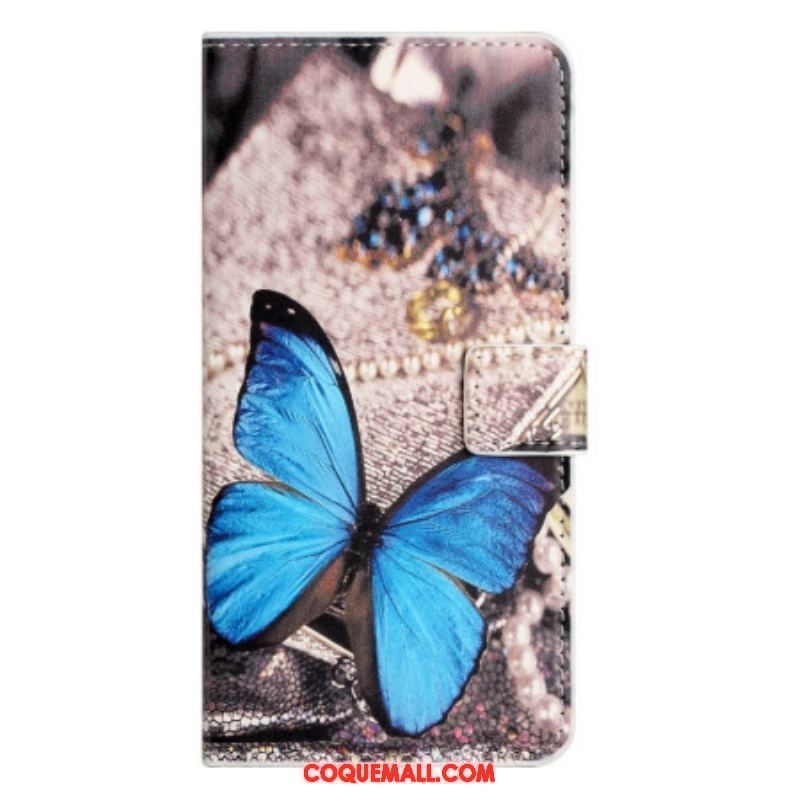 Housse Samsung Galaxy A14 5G / A14 Papillon Bleu