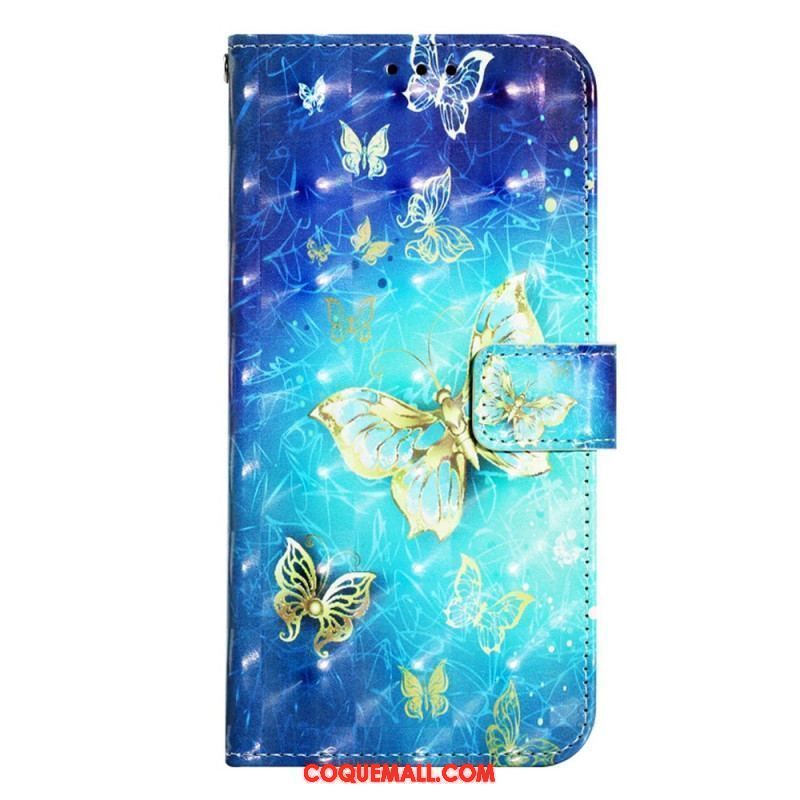 Housse Samsung Galaxy A14 5G / A14 Superbes Papillons à Lanière