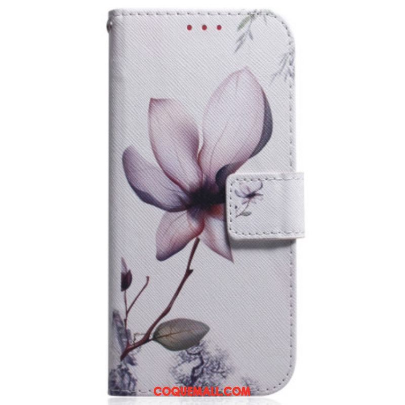 Housse Samsung Galaxy A54 5G Fleur Vintage à Lanière