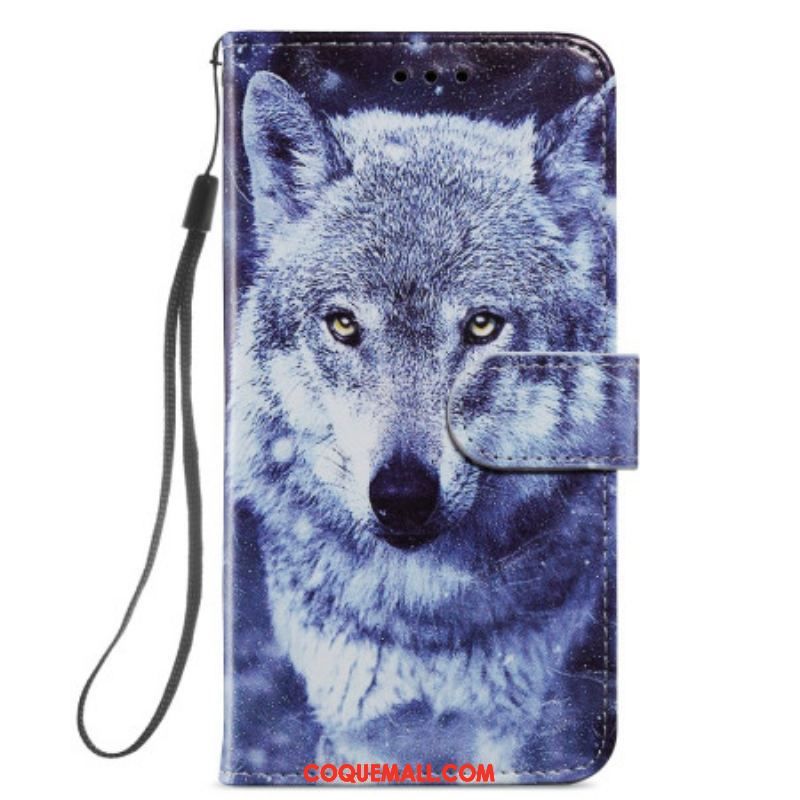 Housse Samsung Galaxy A54 5G Tendre Loup à Lanière