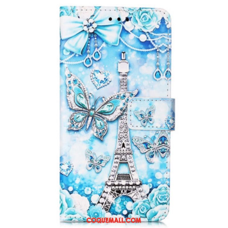Housse Samsung Galaxy A54 5G Tour Eiffel Papillons