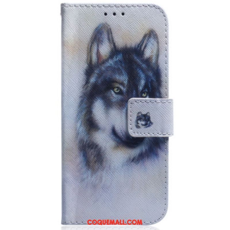 Housse Samsung Galaxy M13 Chien Aquarelle à Lanière