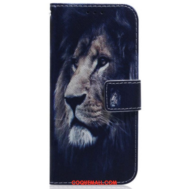 Housse Samsung Galaxy M13 Lion à Lanière