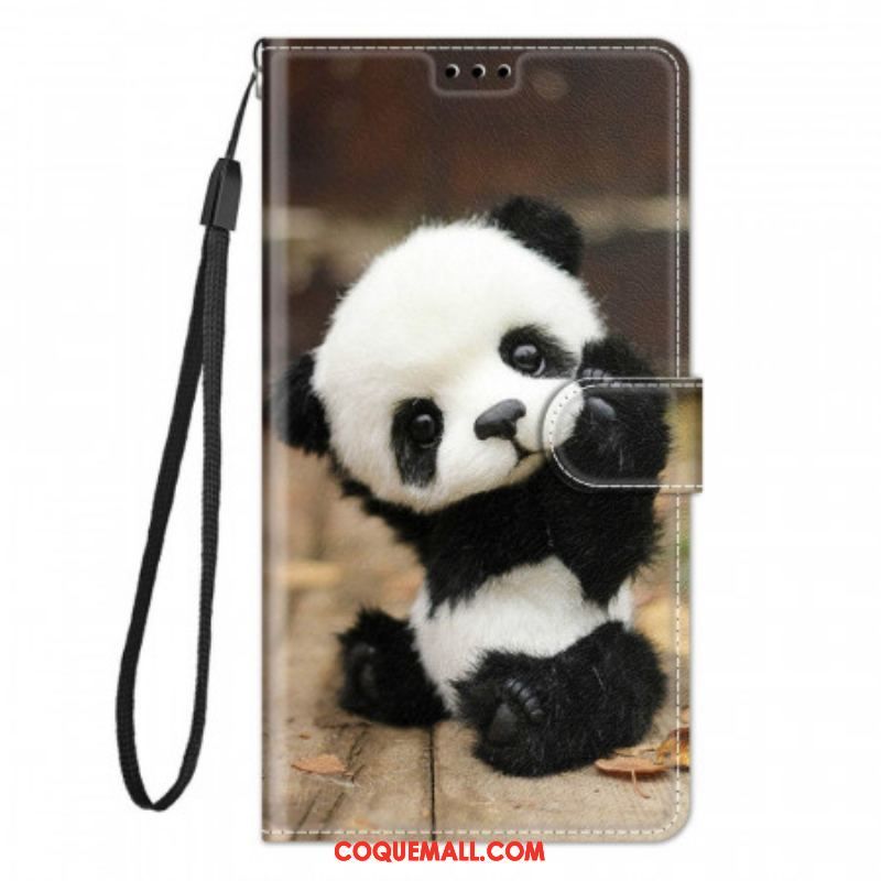 Housse Samsung Galaxy M23 5G Petit Panda à Lanière
